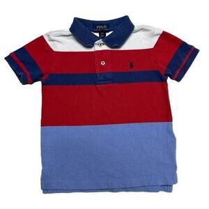 Polo Ralph Lauren Toddler Polo Shirt Striped Color Block 3T Red White Blue